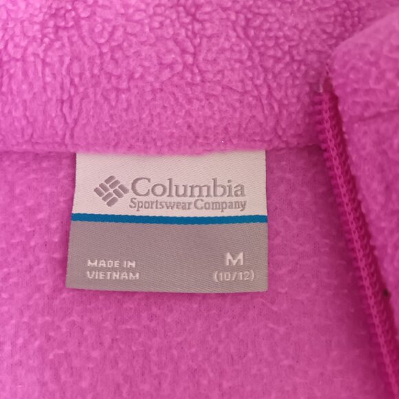 Columbia Pink Full Zip Fleece Jacket Girl Size M 10/12 - Picture 2 of 8